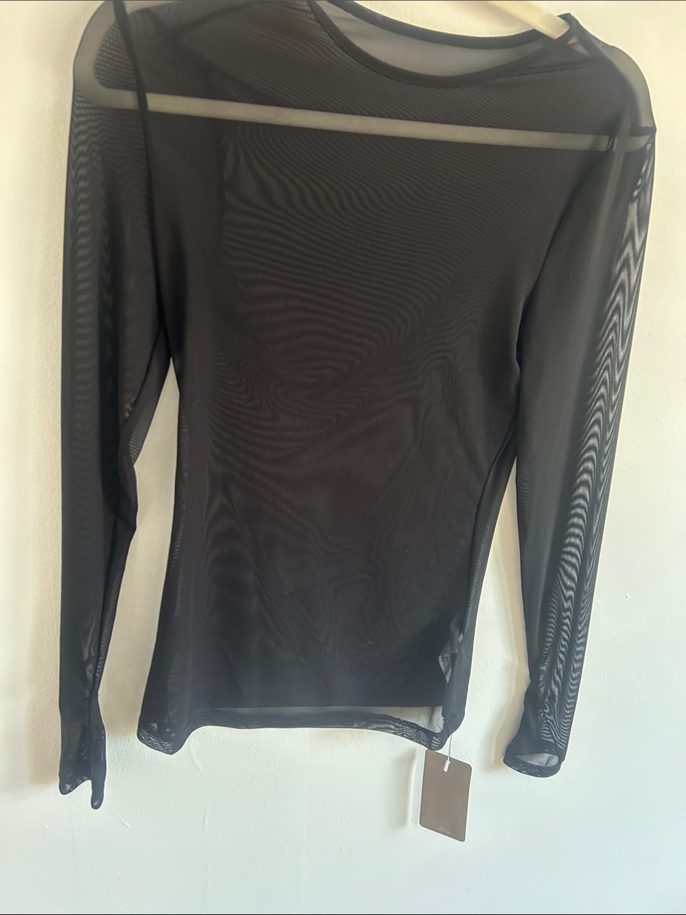 Black Sheer Long Sleeve Mesh Top